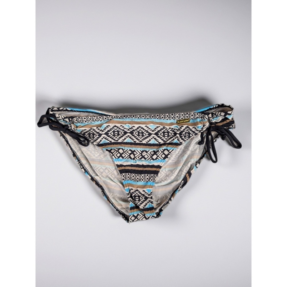 L*Space Geometric Tie Side Bikini Swim Bottom Black‎ Blue White Beige Size L